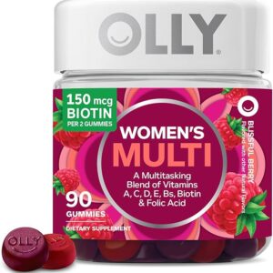 OLLY Women's Multivitamin Gummy, Vitamins A, D, C, E, Biotin, Folic Acid, Adult Chewable Vitamin, - 90 Count