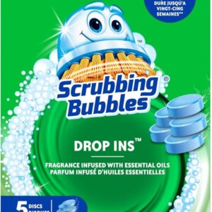 Scrubbing Bubbles Drop-Ins, Continuous Toilet Bowl Cleaning Tablets, Fragrance Infused with Essential Oils, 5 Discs