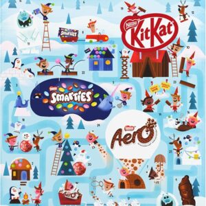 NESTLE North Pole Friends Advent Calendar, Filled With KITKAT Mini Bars, Bubbles and Santas, SMARTIES & AERO Mini Bars, 222 g