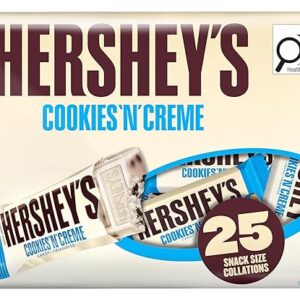 HERSHEY’S COOKIES ’N’ CRÈME Snack Size – Individually Wrapped Halloween Chocolate Bars,25 Count