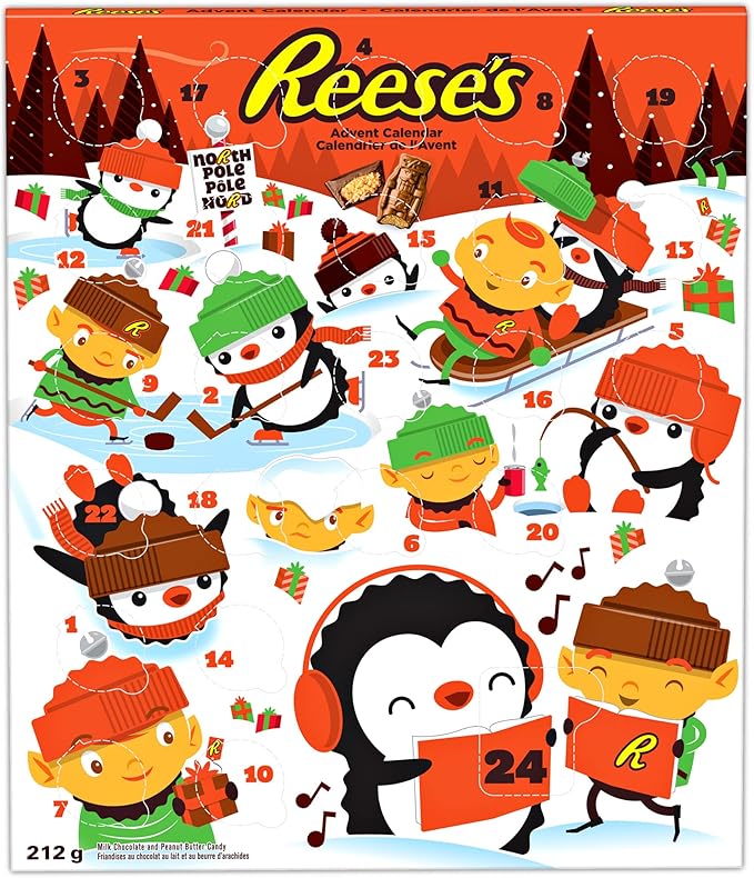 Reese's Peanut Butter & Milk Chocolate Advent Calendar 2025 - Christmas & Holiday Chocolate, 212g